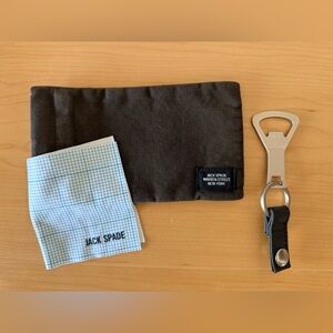 Jack Spade Brown Keychain Bottle Opener and Cotton Canvas Glasses Case